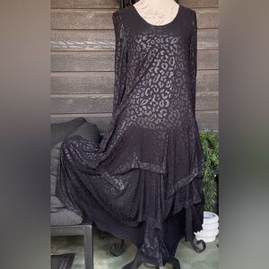 Black Leopard-Print Layered Women’s Dress